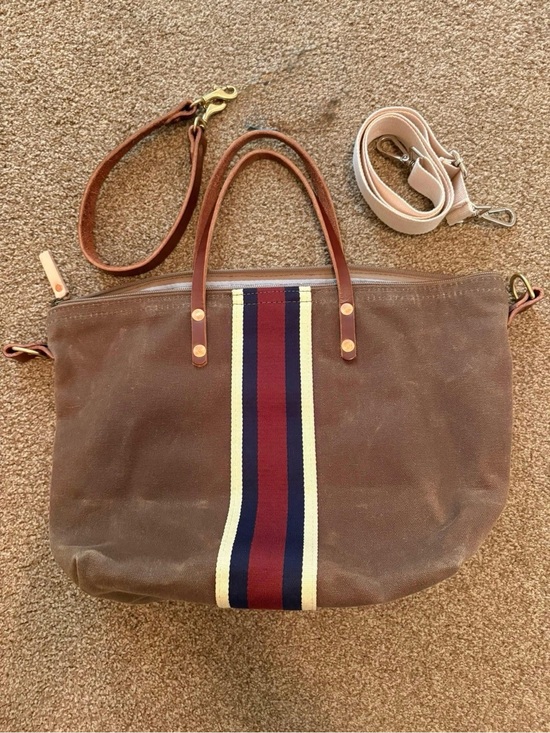 Meanwhile Back On The Farm Handbags - Field Tan wax canvas perfect tote w/ webbing